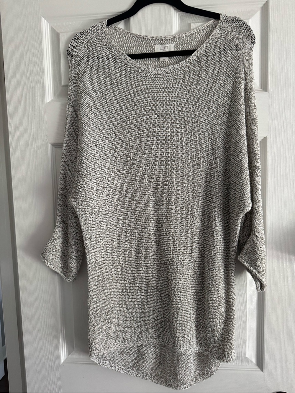 LOFT Gray Marled Scoop Neck Lightweight Knit Sweater